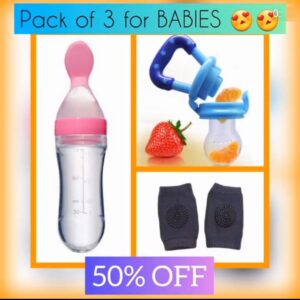 Pack Of 3 Kids Baby knee pads Baby Fruit Pacifier Baby Spoon Feeder
